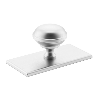 Armac Martin Queslett Cabinet Knob with Rectangular Backplate in 28mm / Satin Chrome Plate