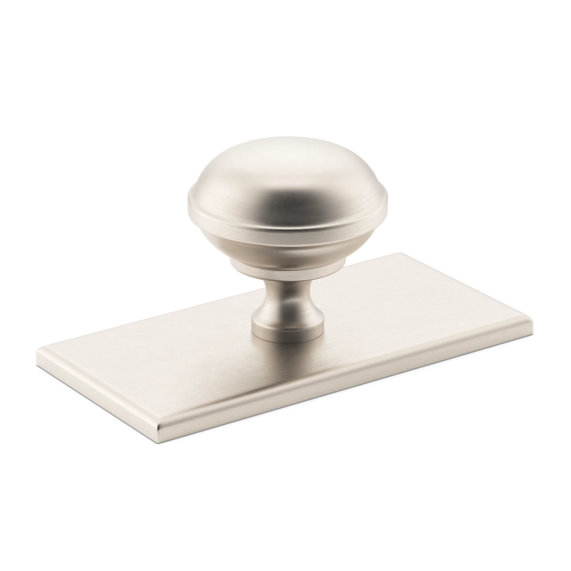 Armac Martin Queslett Cabinet Knob with Rectangular Backplate in 28mm / Satin Nickel Plate