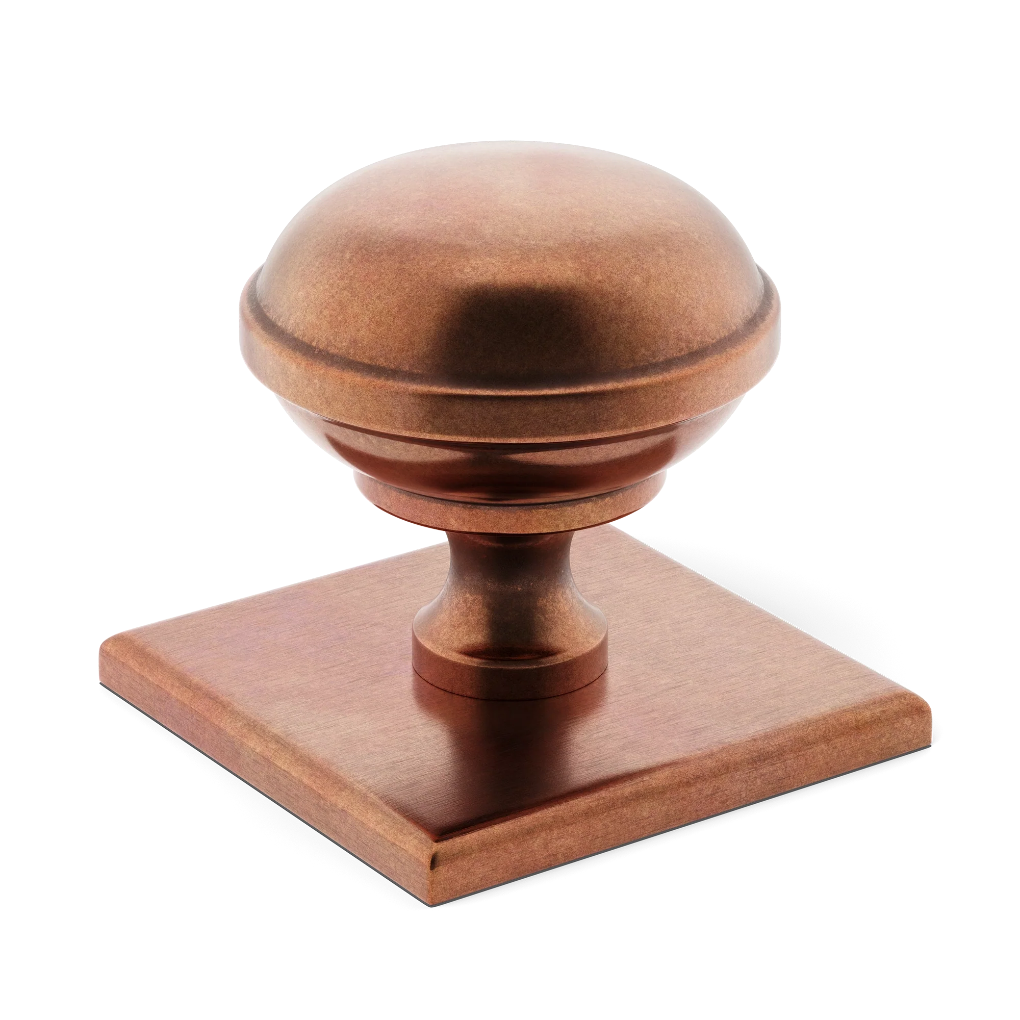Armac Martin Queslett Cabinet Knob with Square Backplate in 28mm / Aged Copper