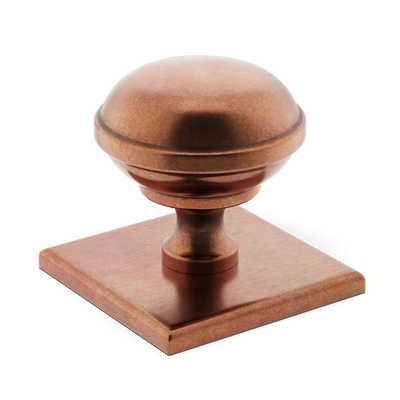 Armac Martin Queslett Cabinet Knob with Square Backplate in 28mm / Aged Copper
