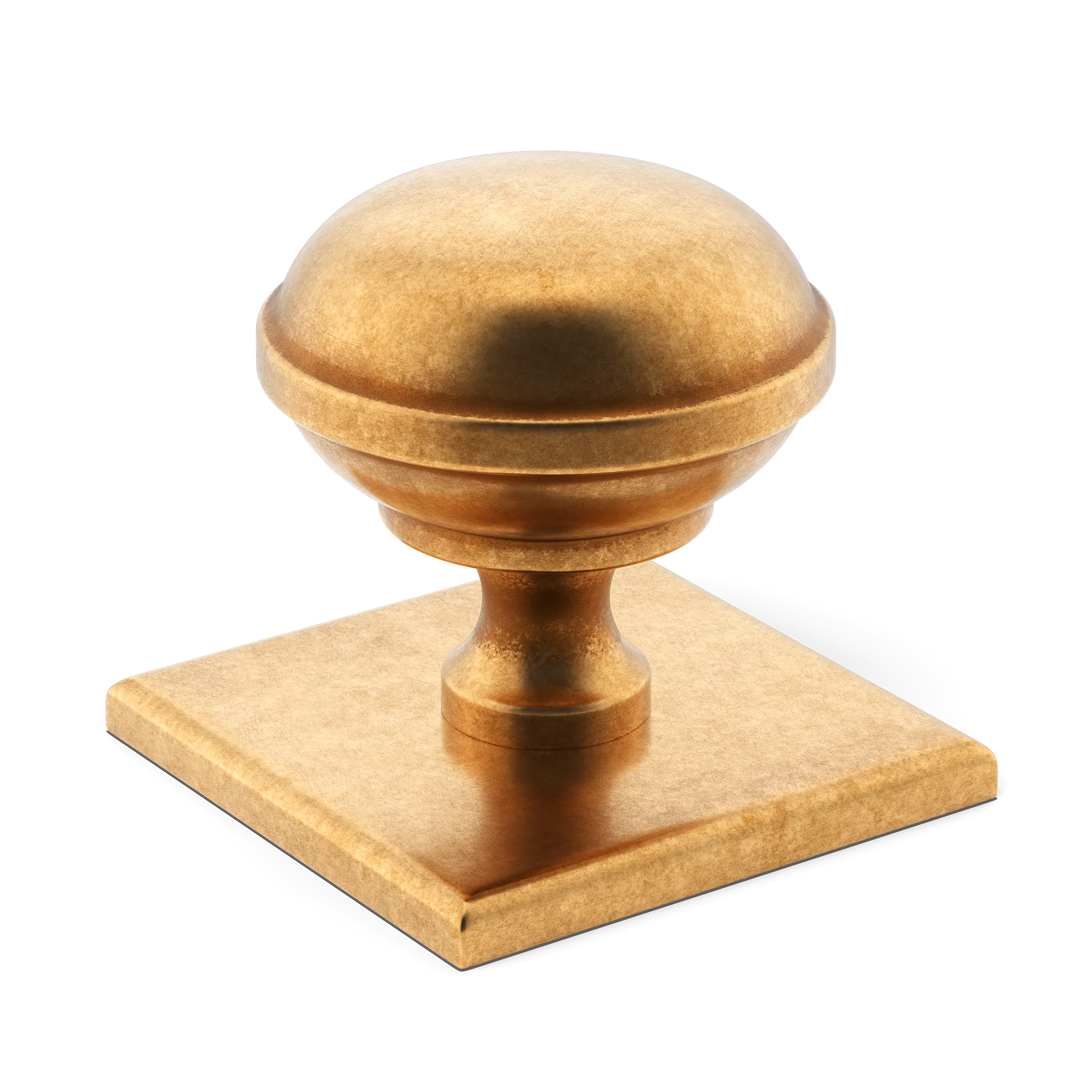 Armac Martin Queslett Cabinet Knob with Square Backplate in 28mm / Burnished Brass