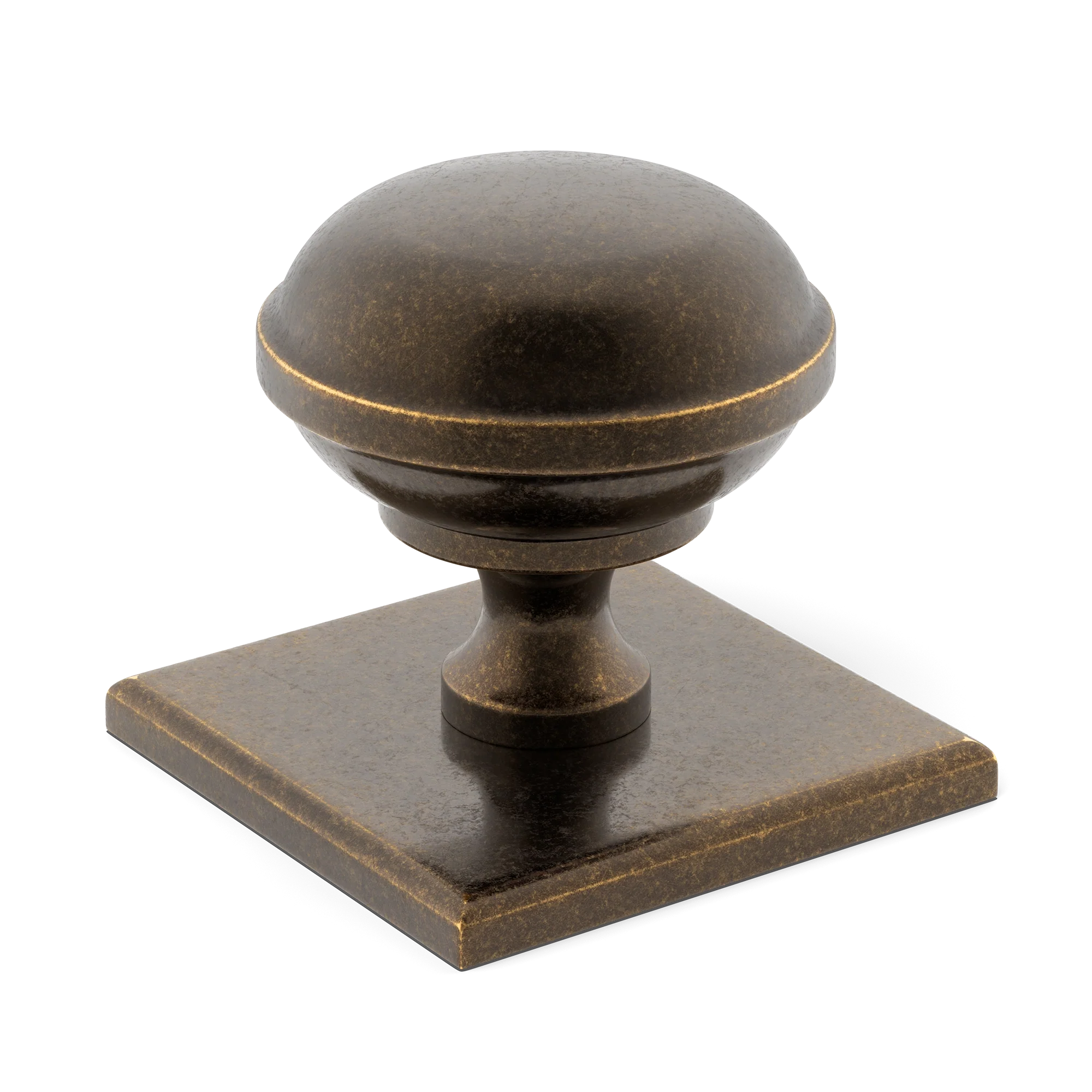 Armac Martin Queslett Cabinet Knob with Square Backplate in 28mm / Dark Aged Brass