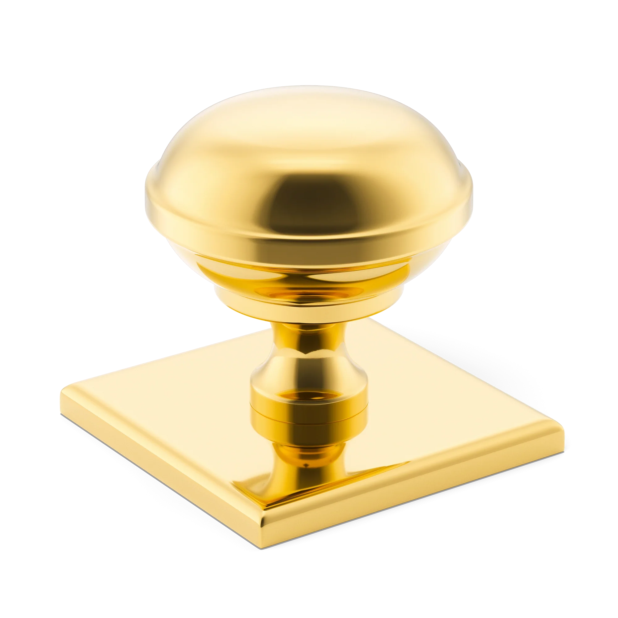 Armac Martin Queslett Cabinet Knob with Square Backplate in 28mm / Polished Brass Lacquered