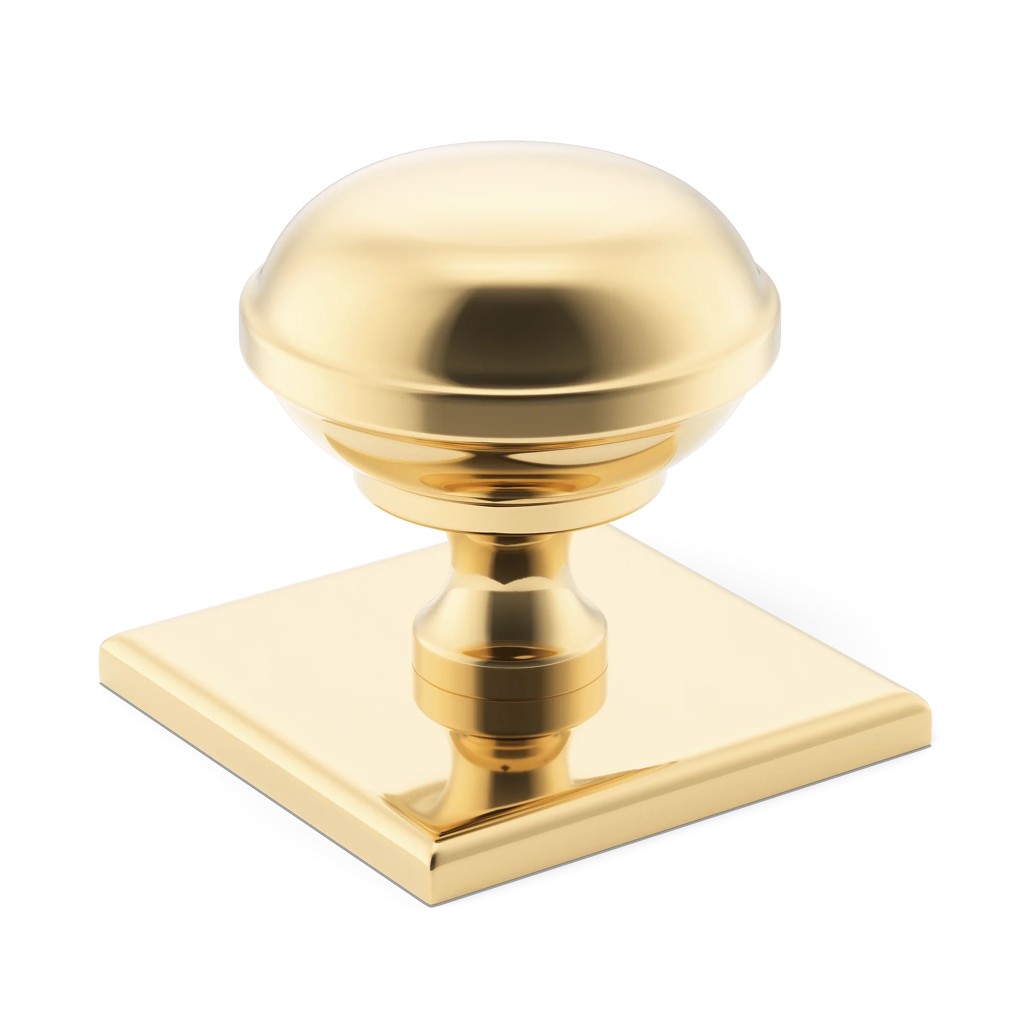 Armac Martin Queslett Cabinet Knob with Square Backplate in 28mm / Polished Brass Unlacquered