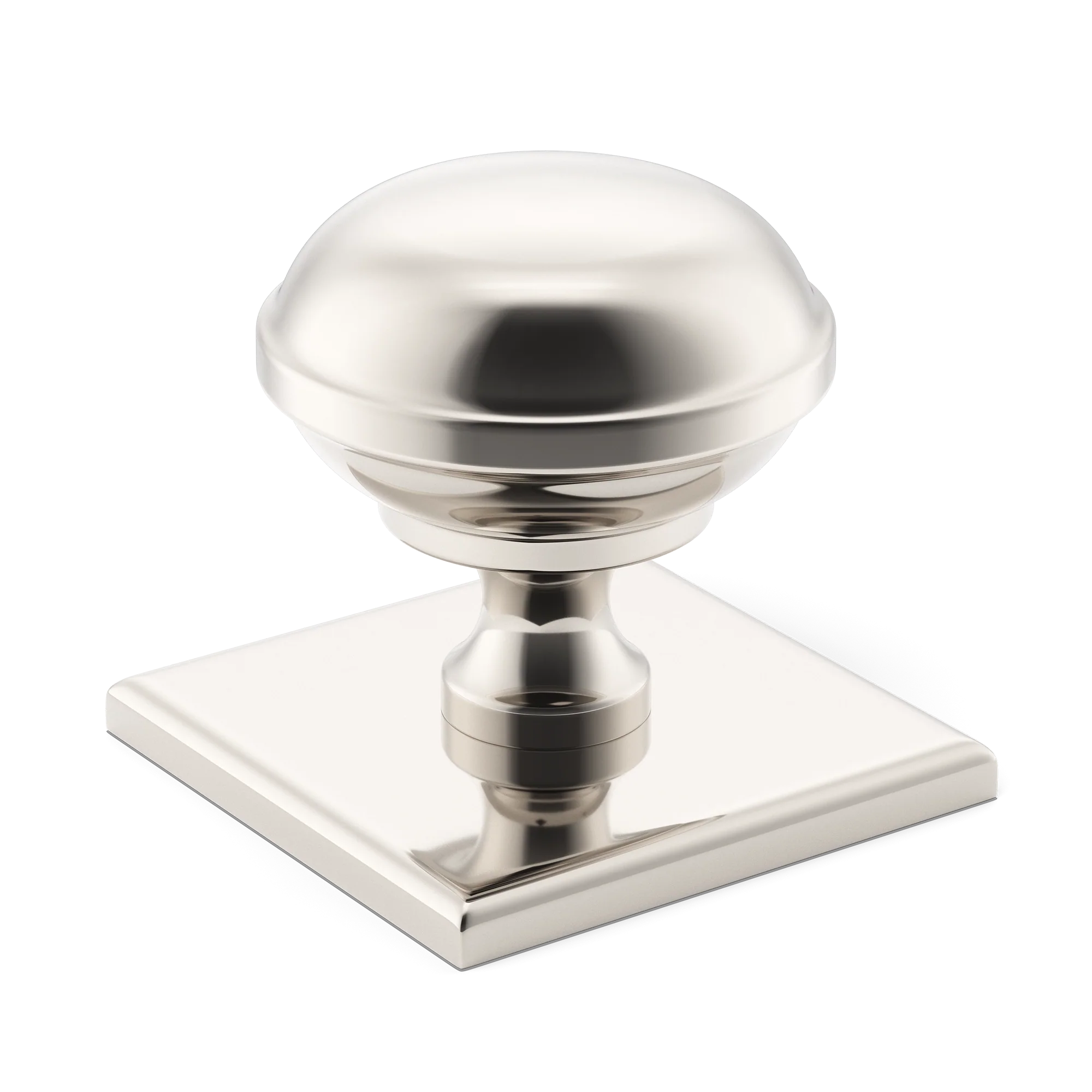 Armac Martin Queslett Cabinet Knob with Square Backplate in 28mm / Polished Nickel Plate