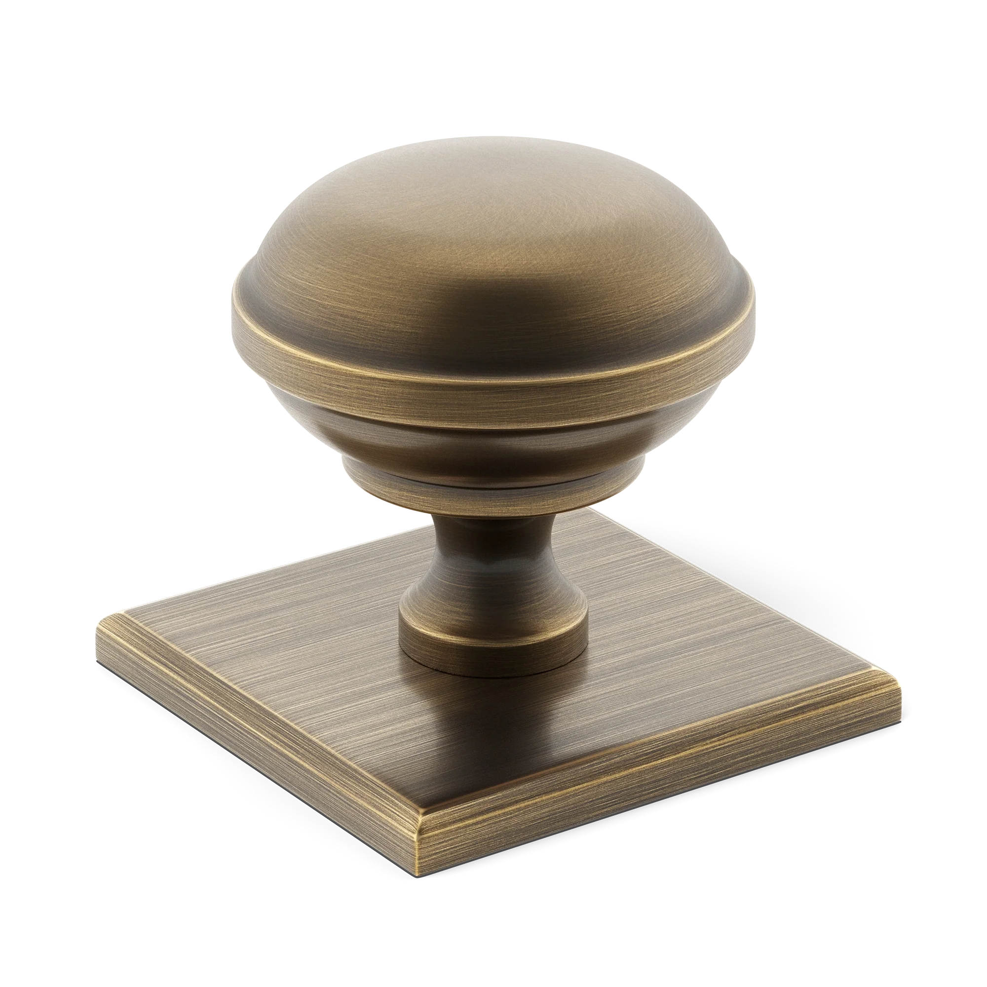 Armac Martin Queslett Cabinet Knob with Square Backplate in 28mm / Satin Antique Satin Lacquered