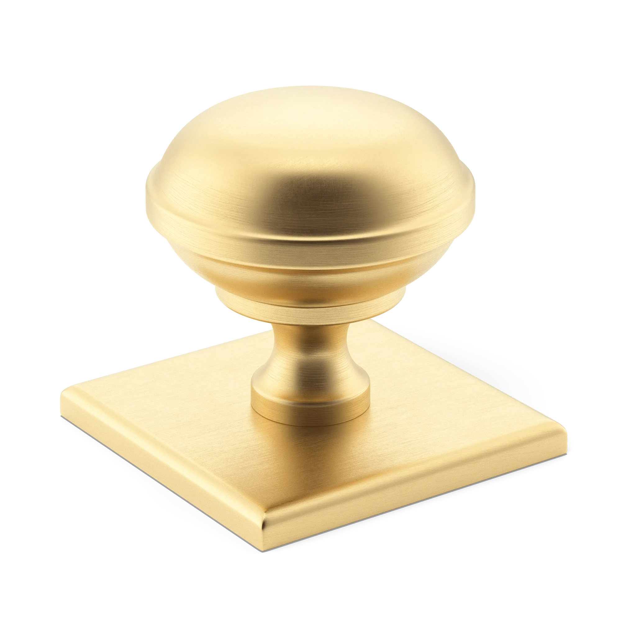 Armac Martin Queslett Cabinet Knob with Square Backplate in 28mm / Satin Brass Unlacquered
