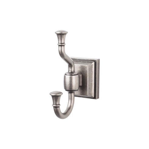 Top Knobs Stratton Bath Double Hook in Antique Pewter