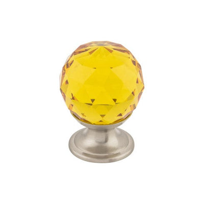 Top Knobs Amber Crystal Knob 1 1/8" in Brushed Satin Nickel