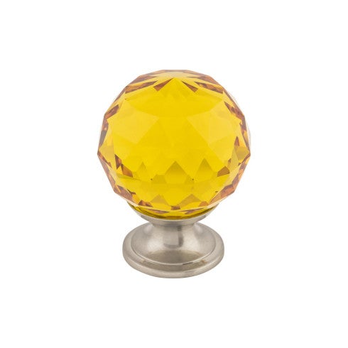 Top Knobs Amber Crystal Knob 1 3/8" in Brushed Satin Nickel