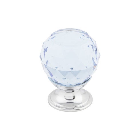 Top Knobs Light Blue Crystal Knob 1 1/8" in Polished Chrome