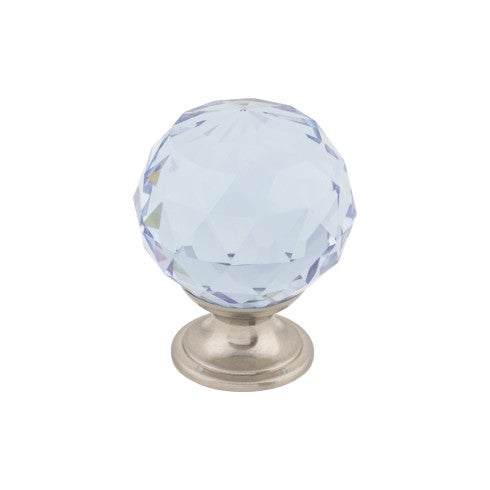 Top Knobs Light Blue Crystal Knob 1 3/8" in Brushed Satin Nickel