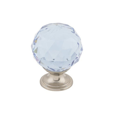 Top Knobs Light Blue Crystal Knob 1 3/8" in Brushed Satin Nickel