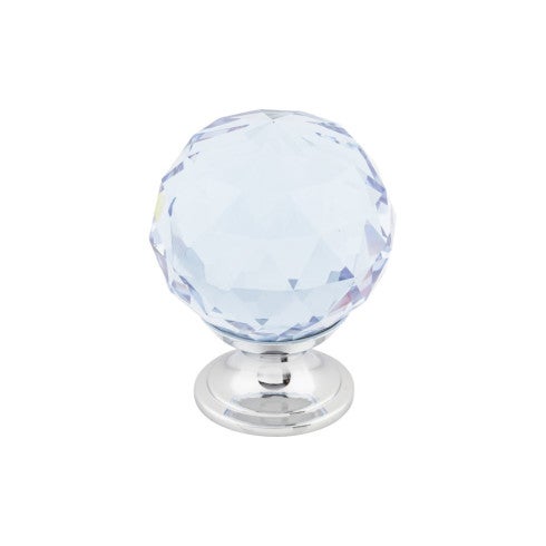 Top Knobs Light Blue Crystal Knob 1 3/8" in Polished Chrome