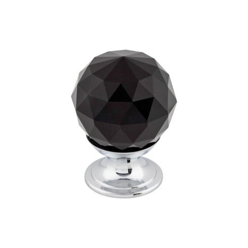 Top Knobs Black Crystal Knob 1 1/8" in Polished Chrome