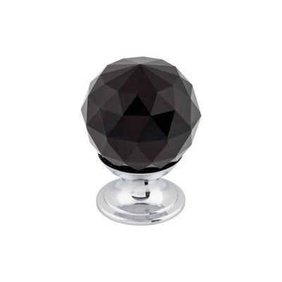 Top Knobs Black Crystal Knob 1 1/8" in Polished Chrome