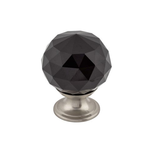 Top Knobs Black Crystal Knob 1 3/8" in Brushed Satin Nickel