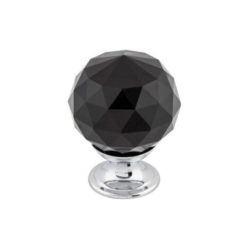 Top Knobs Black Crystal Knob 1 3/8" in Polished Chrome