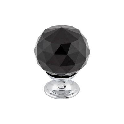 Top Knobs Black Crystal Knob 1 3/8" in Polished Chrome