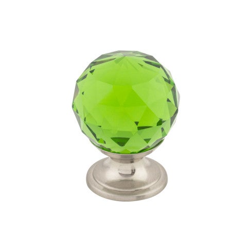 Top Knobs Green Crystal Knob 1 1/8" in Brushed Satin Nickel