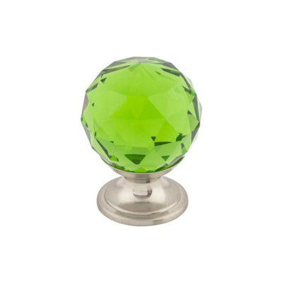 Top Knobs Green Crystal Knob 1 1/8" in Brushed Satin Nickel