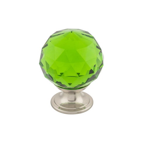 Top Knobs Green Crystal Knob 1 3/8" in Brushed Satin Nickel