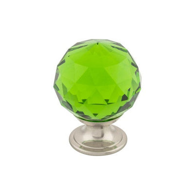 Top Knobs Green Crystal Knob 1 3/8" in Brushed Satin Nickel
