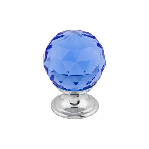 Top Knobs Blue Crystal Knob 1 1/8" in Polished Chrome
