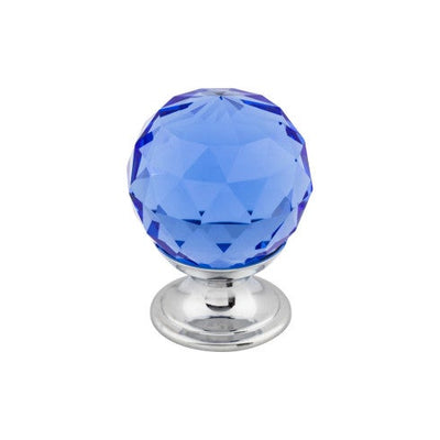 Top Knobs Blue Crystal Knob 1 1/8" in Polished Chrome