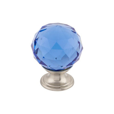 Top Knobs Blue Crystal Knob 1 3/8" in Brushed Satin Nickel