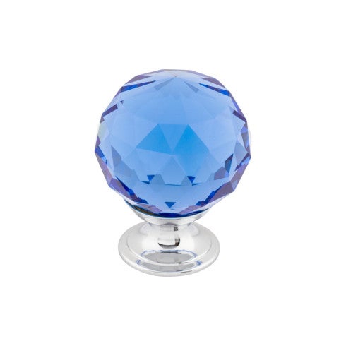 Top Knobs Blue Crystal Knob 1 3/8" in Polished Chrome