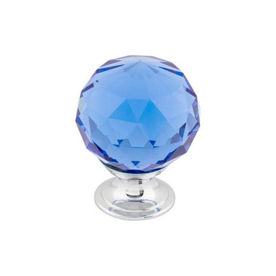 Top Knobs Blue Crystal Knob 1 3/8" in Polished Chrome