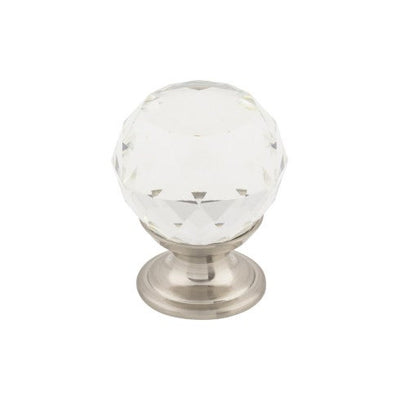 Top Knobs Clear Crystal Knob 1 1/8" in Brushed Satin Nickel