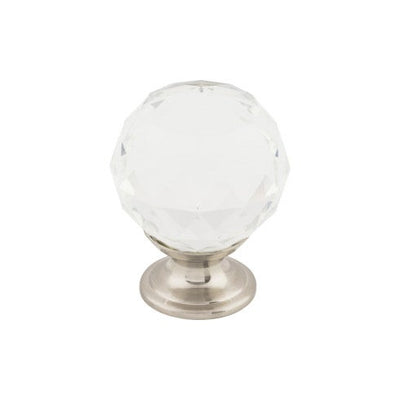 Top Knobs Clear Crystal Knob 1 3/8" in Brushed Satin Nickel
