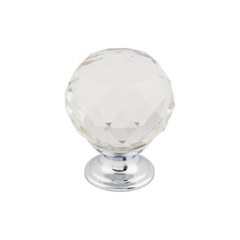Top Knobs Clear Crystal Knob 1 3/8" in Polished Chrome