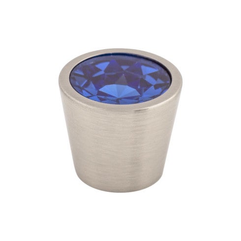 Top Knobs Blue Crystal Center Knob 3/4" in Brushed Satin Nickel