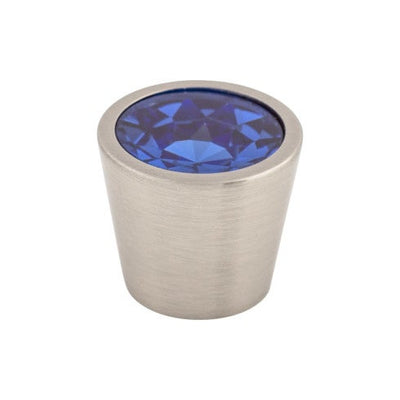 Top Knobs Blue Crystal Center Knob 3/4" in Brushed Satin Nickel