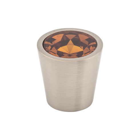 Top Knobs Wine Crystal Center Knob 1 1/16" in Brushed Satin Nickel