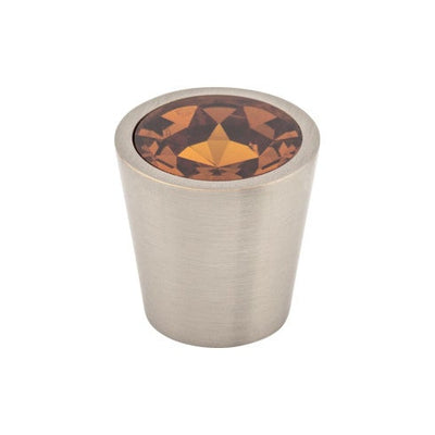 Top Knobs Wine Crystal Center Knob 1 1/16" in Brushed Satin Nickel