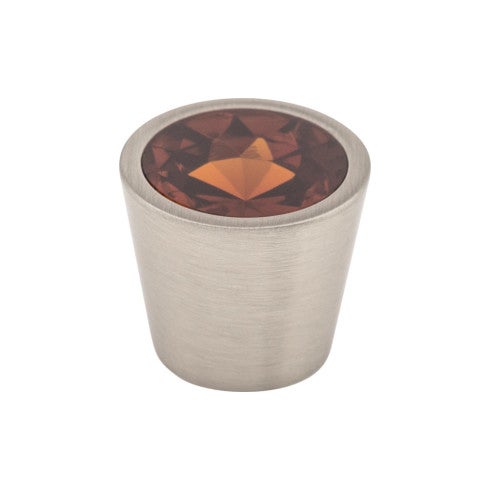 Top Knobs Wine Crystal Center Knob 3/4" in Brushed Satin Nickel