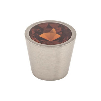 Top Knobs Wine Crystal Center Knob 3/4" in Brushed Satin Nickel