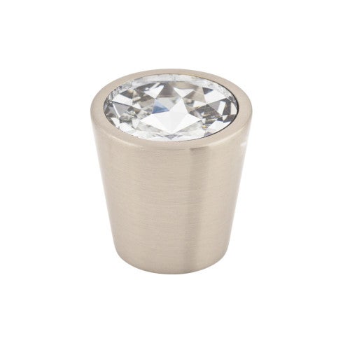 Top Knobs Clear Crystal Center Knob 1 1/16" in Brushed Satin Nickel