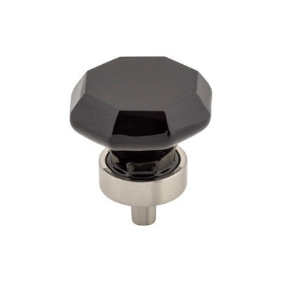 Top Knobs Black Octagon Crystal Knob 1 3/8" in Brushed Satin Nickel
