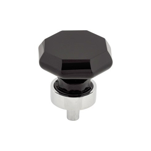 Top Knobs Black Octagon Crystal Knob 1 3/8" in Polished Chrome