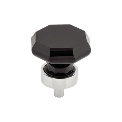 Top Knobs Black Octagon Crystal Knob 1 3/8" in Polished Chrome