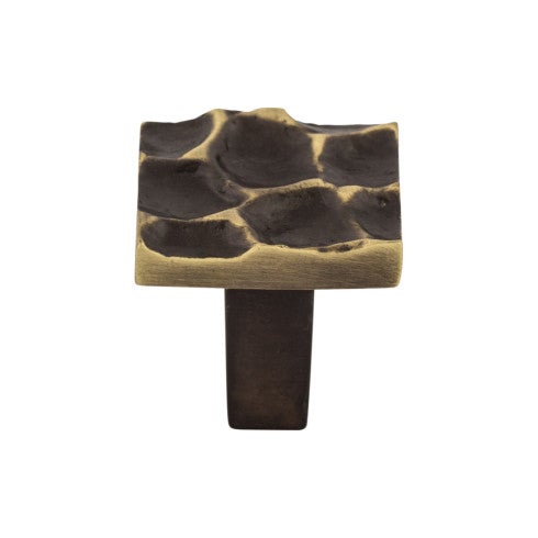 Top Knobs Cobblestone Square Knob 1 1/8" in Brass Antique
