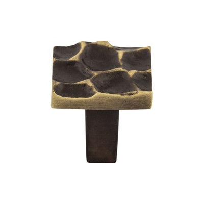 Top Knobs Cobblestone Square Knob 1 1/8" in Brass Antique