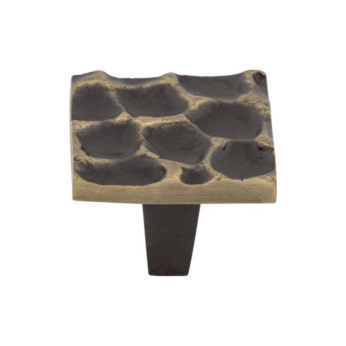 Top Knobs Cobblestone Square Knob 1 3/8" in Brass Antique