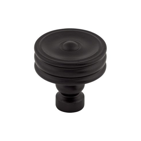Top Knobs Brixton Ridged Knob 1 1/4" in Flat Black