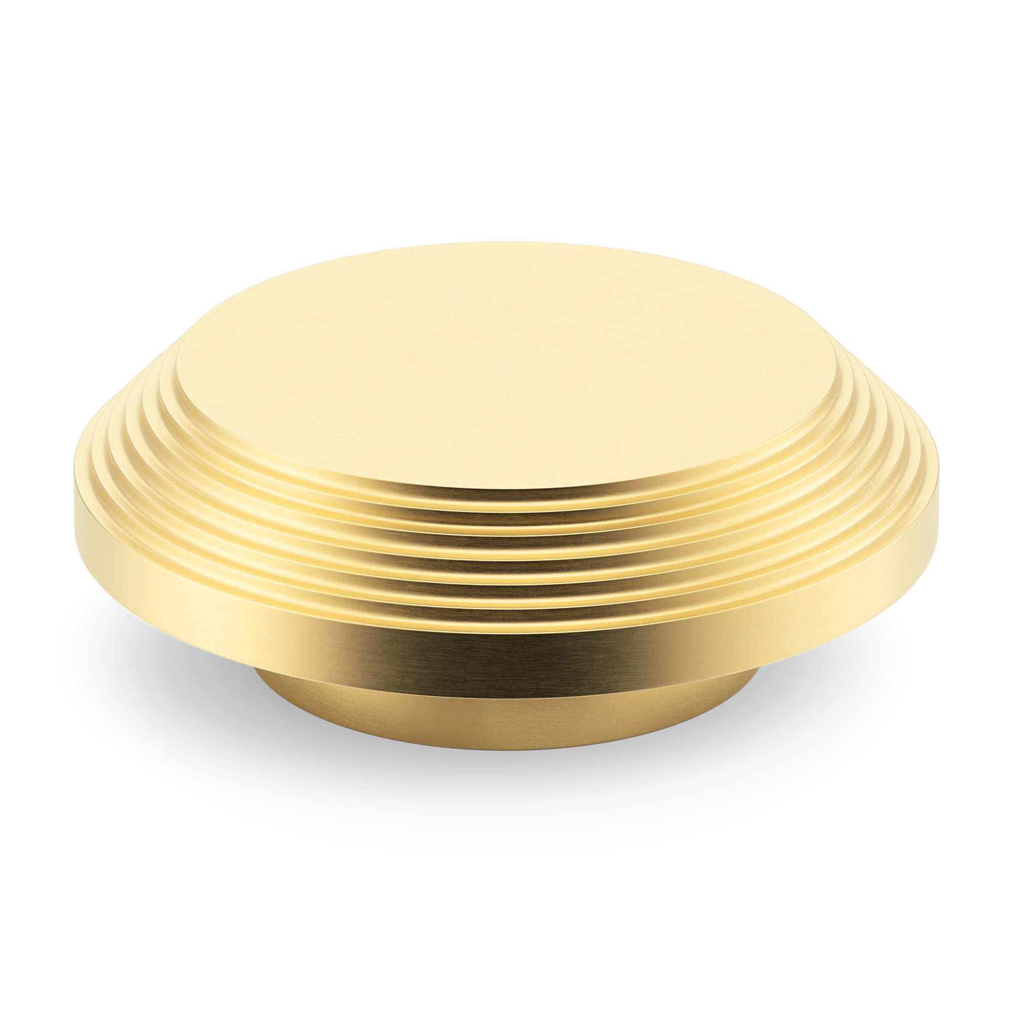 Armac Martin Victoria Stepped Circular Pull Handle in 100mm / Satin Brass Satin Lacquered